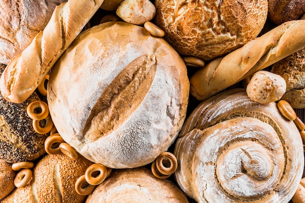 Free photo different type of baked breads