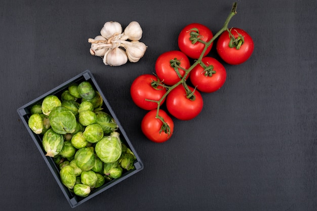 different type of vegetable in a wooden box