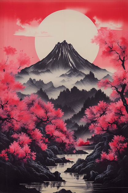 Digital art beautiful mountains