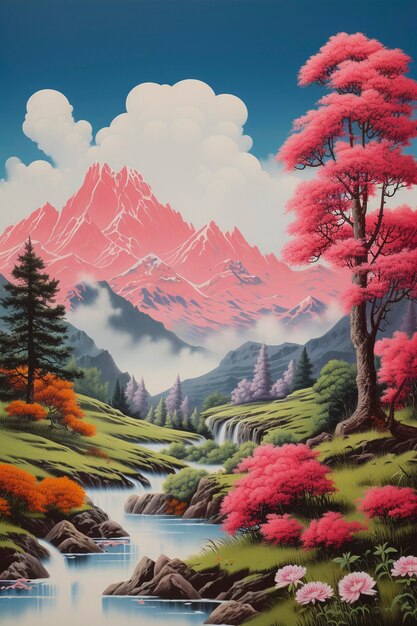 Digital art beautiful mountains