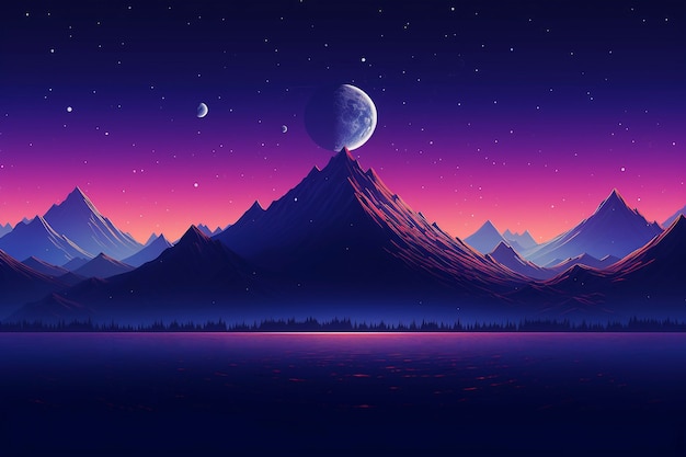 Digital art beautiful mountains