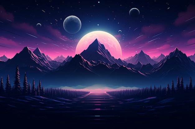 Digital art beautiful mountains