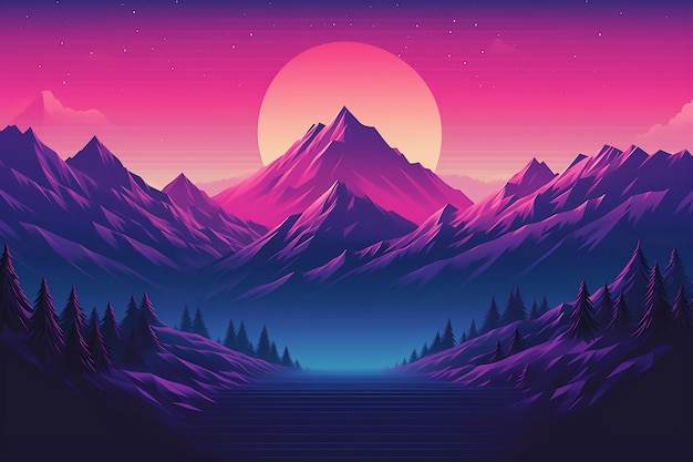 Digital art beautiful mountains