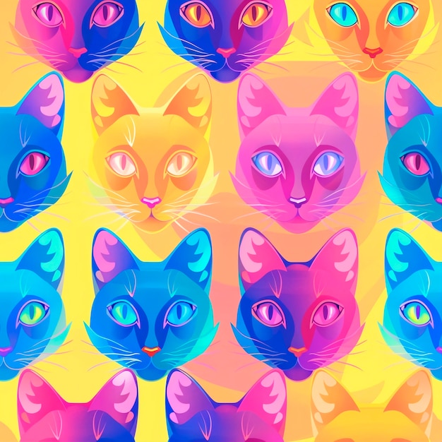 Free Photo digital art cat pattern