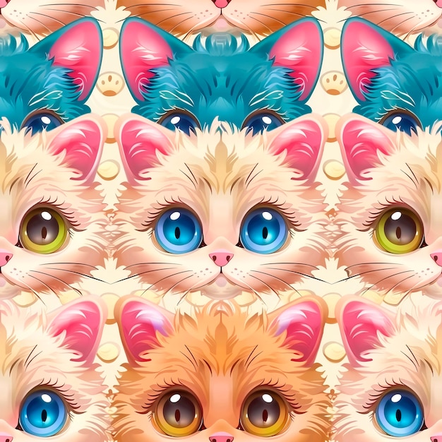 Free photo digital art cat pattern