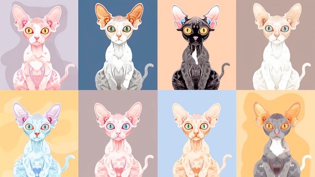 Free photo digital art cat pattern