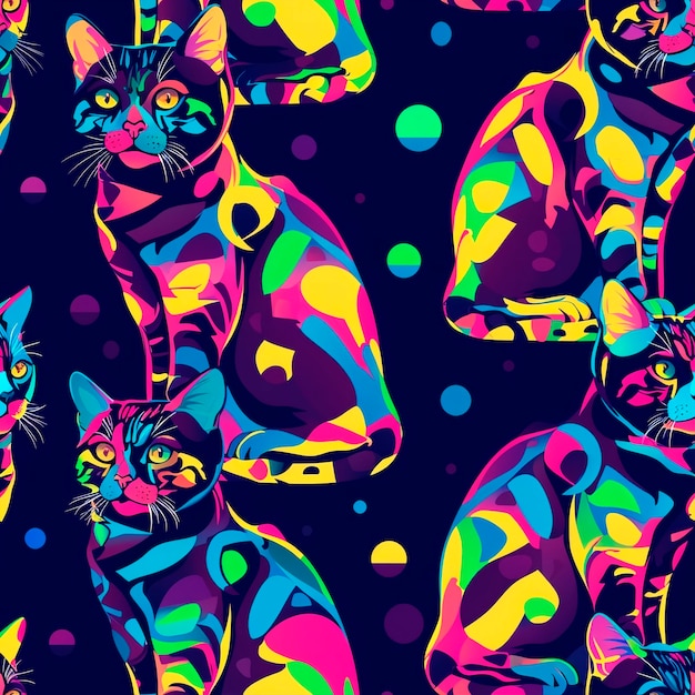 Free Photo digital art cat pattern