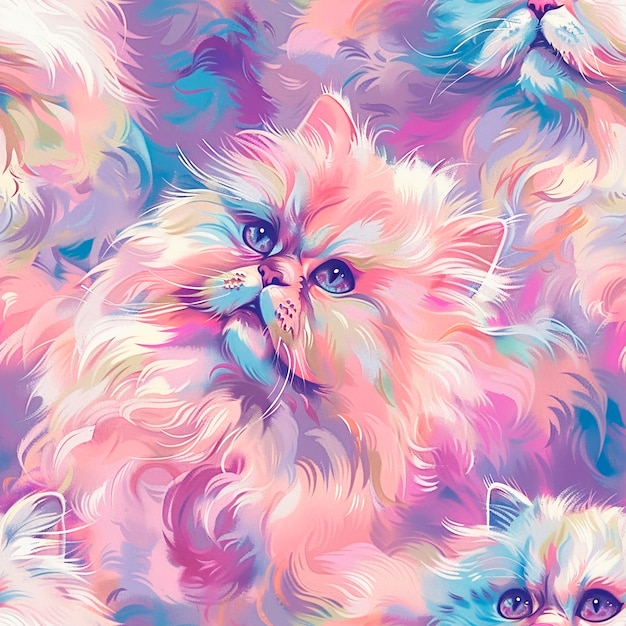 Free Photo digital art cat pattern