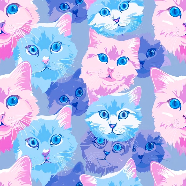 Free photo digital art cat pattern