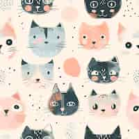 Free photo digital art cat pattern