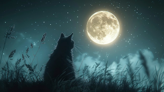 Free photo digital art character looking at the moon