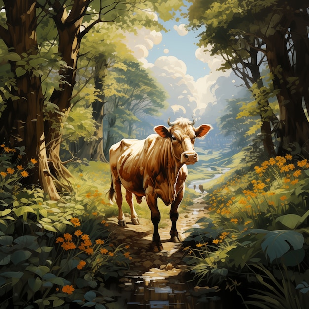 Free photo digital art cow illustration