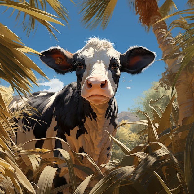 Free Photo digital art cow illustration