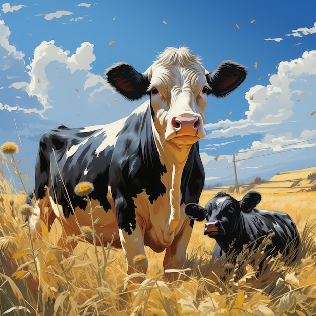 Digital art cow illustration