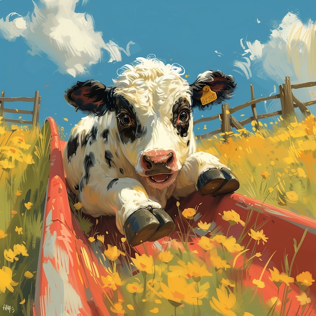 Digital art cow illustration