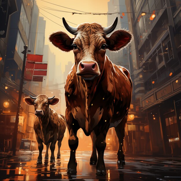 Digital art cow illustration