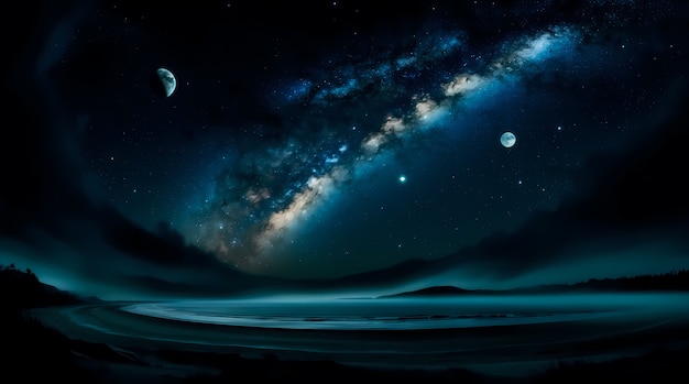 Digital art dark cosmic night sky