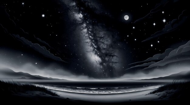 Digital art dark cosmic night sky