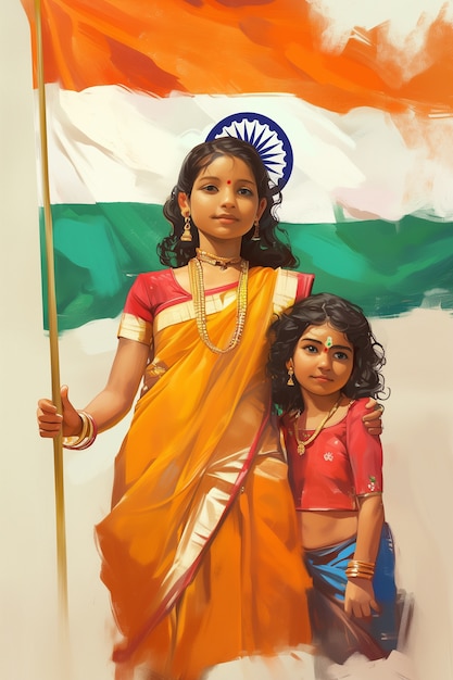 Free photo digital art depicting india independence day