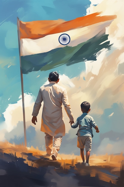 Free photo digital art depicting india independence day