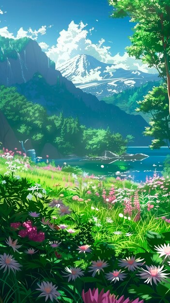 Digital art of flower landscape painting