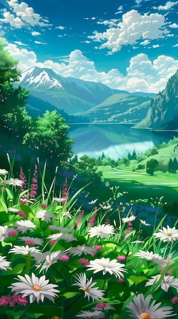 Digital art of flower landscape painting