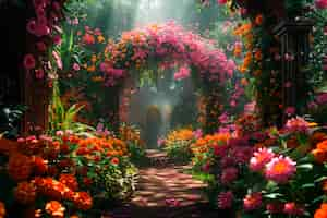 Free photo digital art of flower landscape painting