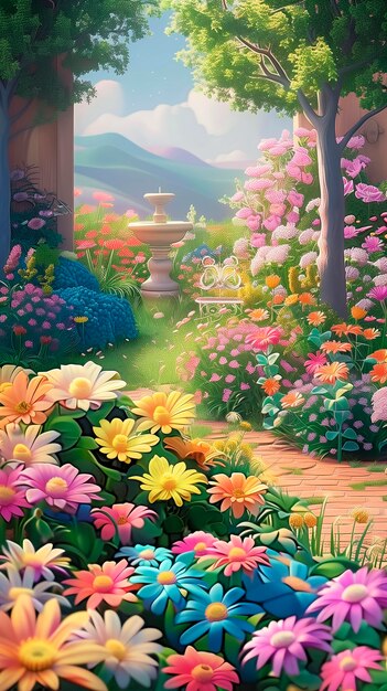 Digital art of flower landscape painting