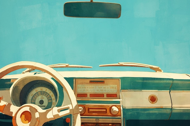 Free Photo digital art illustration of vintage car radio