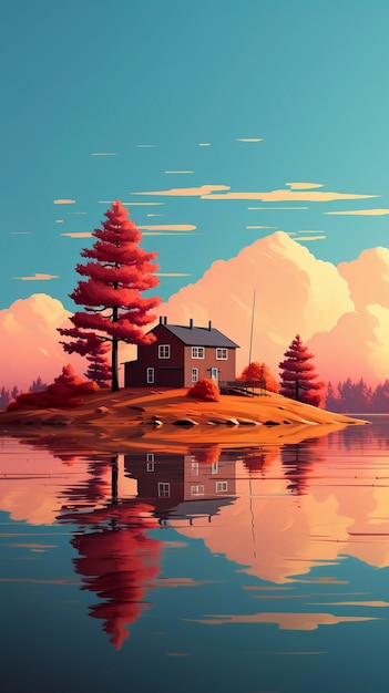 Digital art isolated house