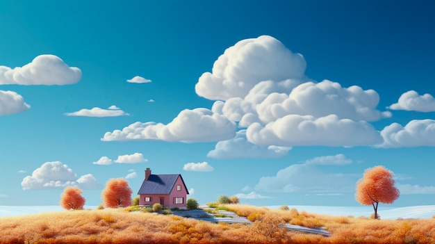 Digital art isolated house