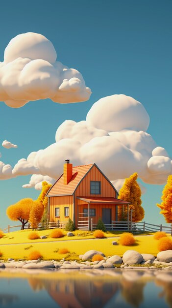 Digital art isolated house