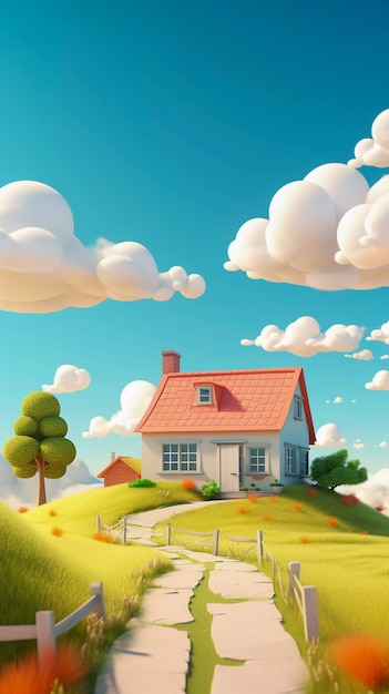 Digital art isolated house