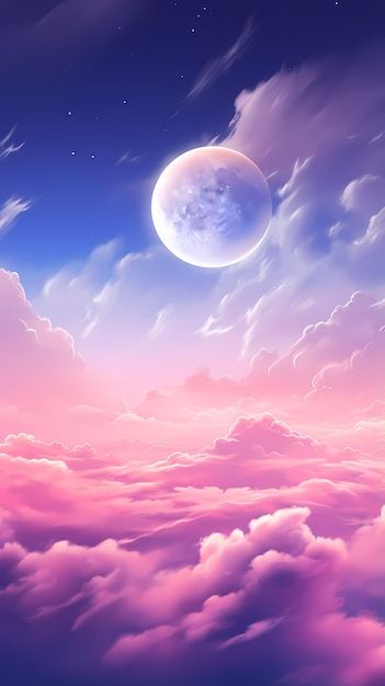 Free photo digital art moon and clouds wallpaper