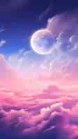 Free photo digital art moon and clouds wallpaper