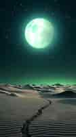 Free photo digital art moon and desert wallpaper