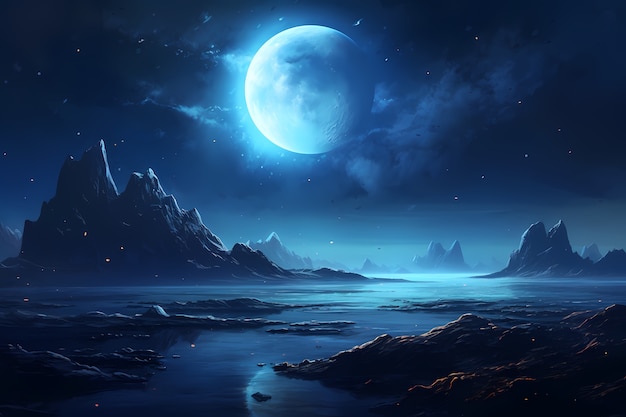 Free photo digital art moon wallpaper