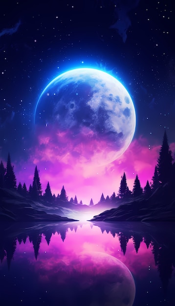 Free photo digital art moon wallpaper