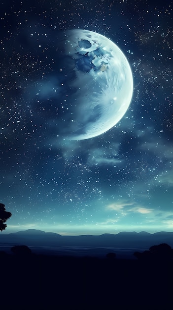 Free photo digital art moon wallpaper