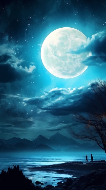 Free photo digital art moon wallpaper