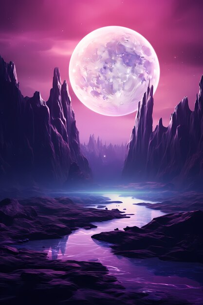 Digital art moon wallpaper