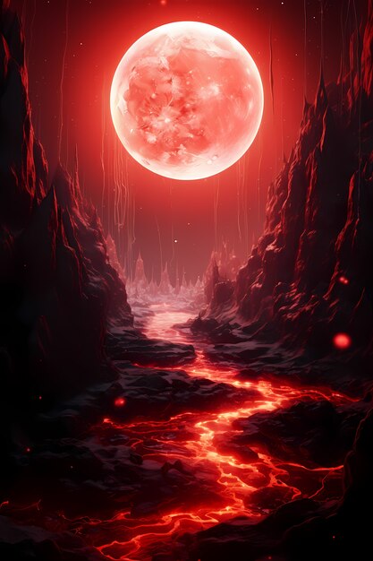 Digital art moon wallpaper