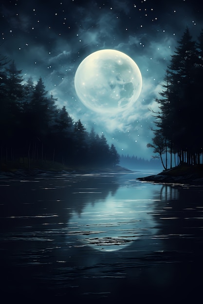 Free Photo digital art moon wallpaper