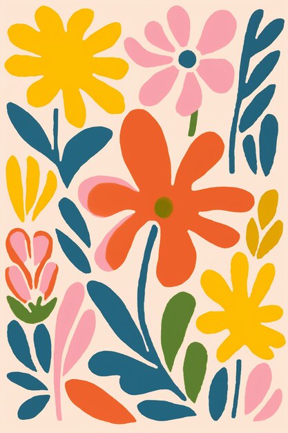 Digital art of organic floral shapes pattern