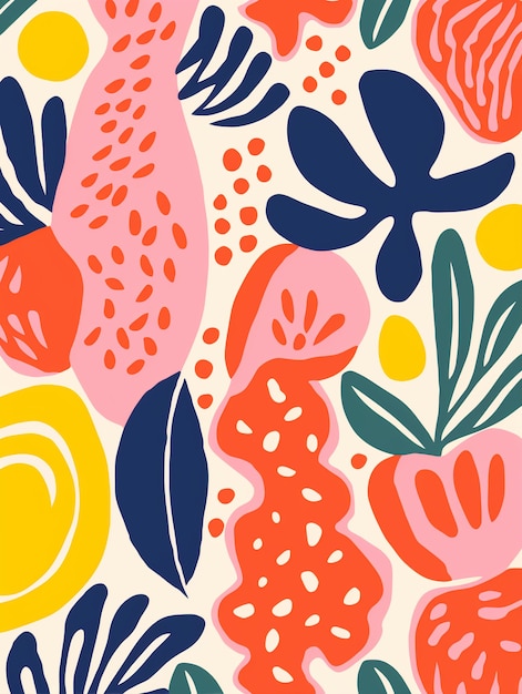 Free Photo digital art of organic floral shapes pattern