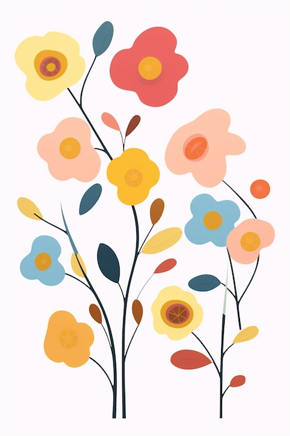 Digital art of organic floral shapes pattern