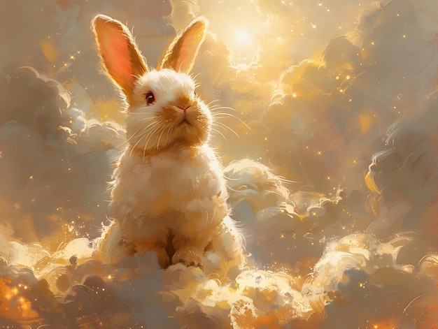 Digital art portrait of adorable pet in heaven