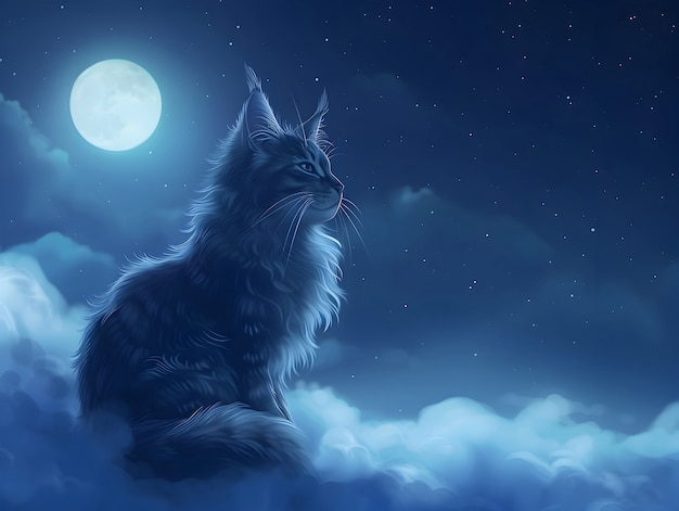 Free photo digital art portrait of adorable pet in heaven