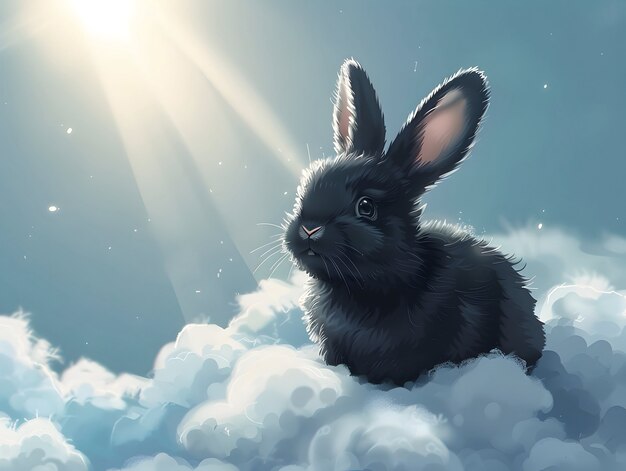 Digital art portrait of adorable pet in heaven