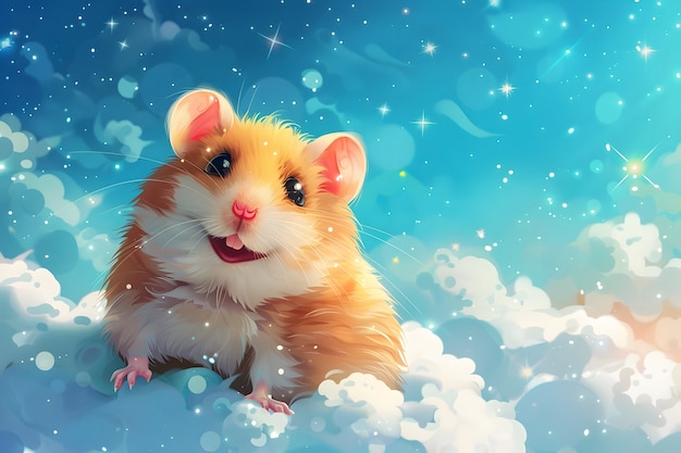 Digital art portrait of adorable pet in heaven